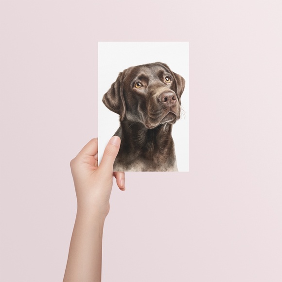 Watercolor Brown Labrador Retriever Dog Portrait Wall Art Print, Unframed - Picture 5 of 7